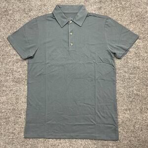 Fresh Clean Polo Shirt Men's Small Storm Blue Cotton Short Sleeve Collared Golf